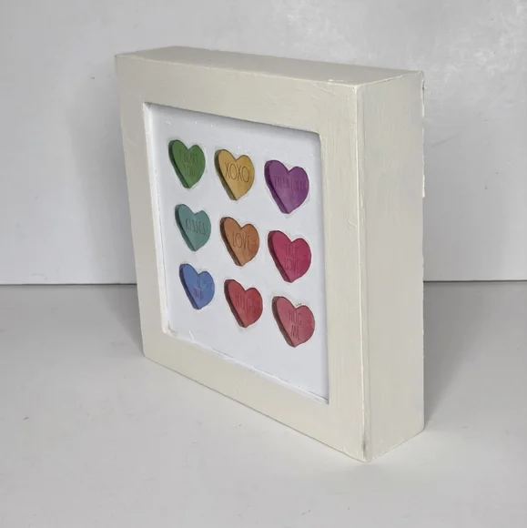 Rae Dunn Valentine's Day Conversation Colorful Hearts Wall Or Tabletop Decor - Picture 7 of 9